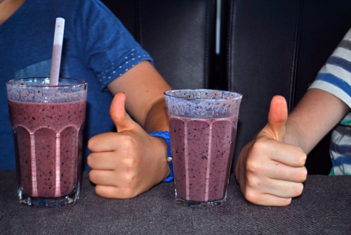Thumbs up from the boys for the Rainbow Smoothie